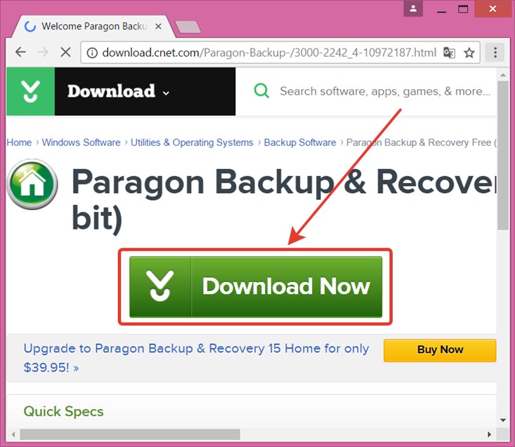 скачивание программы Paragon Backup & Recovery Free